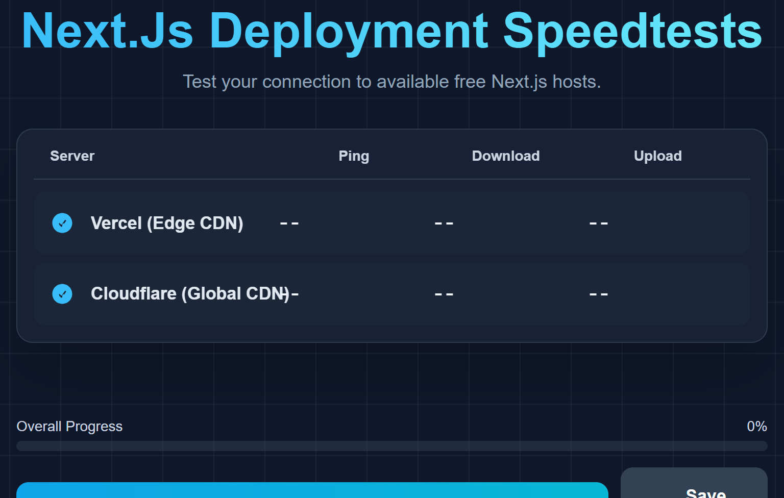 Snapshot of Next.JS Speedtest
